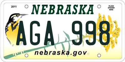 NE license plate AGA998