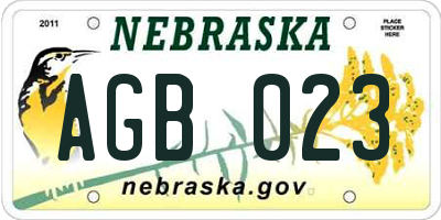 NE license plate AGB023