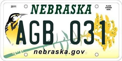 NE license plate AGB031