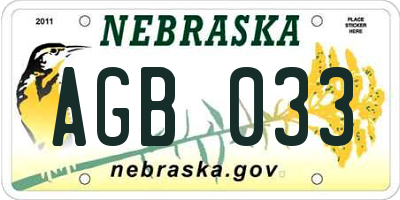 NE license plate AGB033
