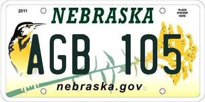 NE license plate AGB105