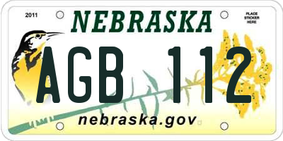 NE license plate AGB112