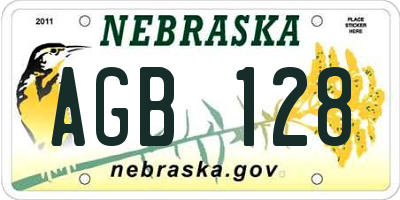 NE license plate AGB128