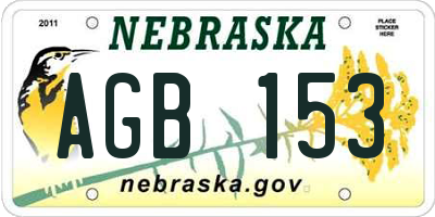 NE license plate AGB153