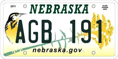 NE license plate AGB191