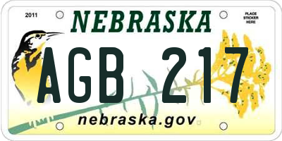 NE license plate AGB217