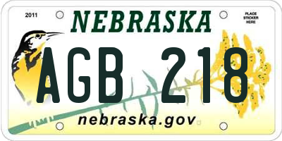 NE license plate AGB218