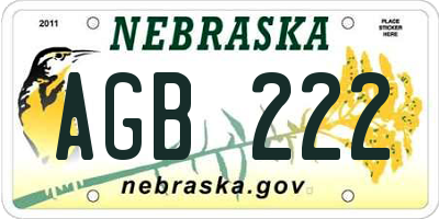 NE license plate AGB222