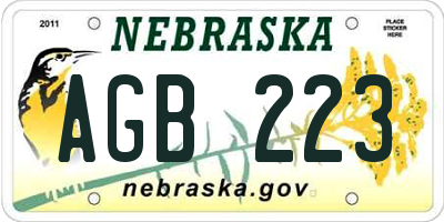 NE license plate AGB223