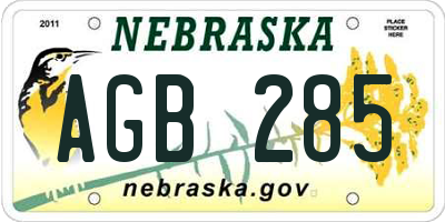NE license plate AGB285