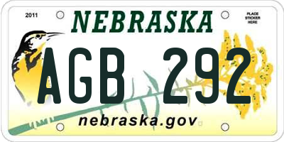 NE license plate AGB292