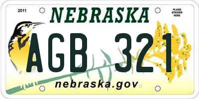 NE license plate AGB321