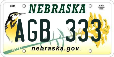 NE license plate AGB333