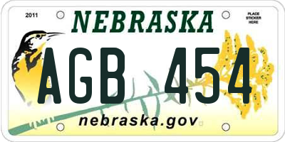 NE license plate AGB454