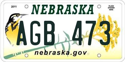 NE license plate AGB473