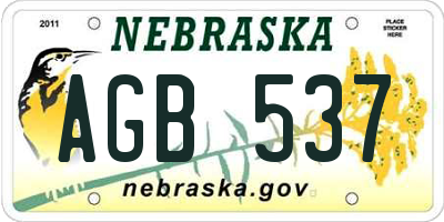 NE license plate AGB537
