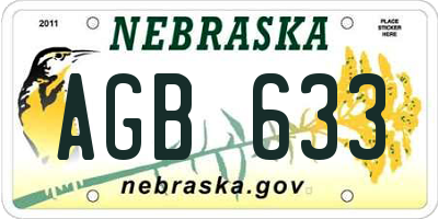 NE license plate AGB633