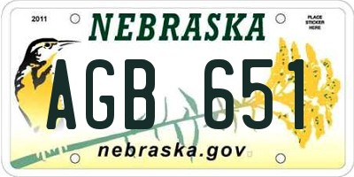 NE license plate AGB651