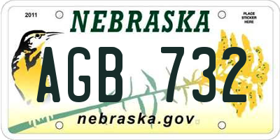NE license plate AGB732