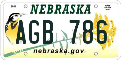 NE license plate AGB786