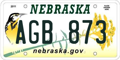 NE license plate AGB873