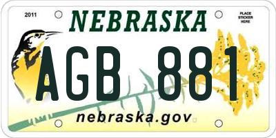 NE license plate AGB881
