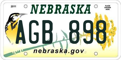 NE license plate AGB898