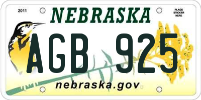NE license plate AGB925