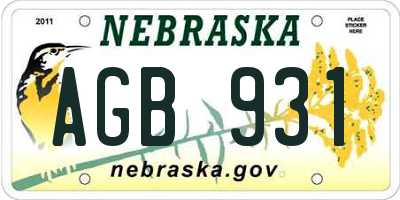 NE license plate AGB931