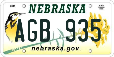 NE license plate AGB935