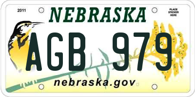 NE license plate AGB979