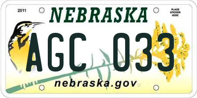 NE license plate AGC033