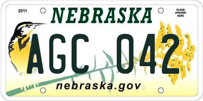 NE license plate AGC042