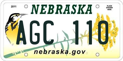 NE license plate AGC110