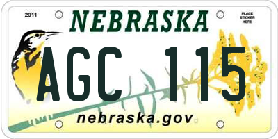 NE license plate AGC115