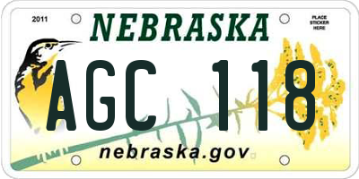NE license plate AGC118