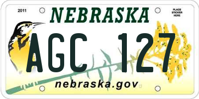 NE license plate AGC127