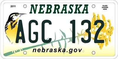 NE license plate AGC132