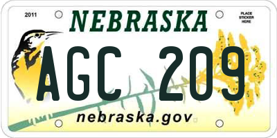 NE license plate AGC209