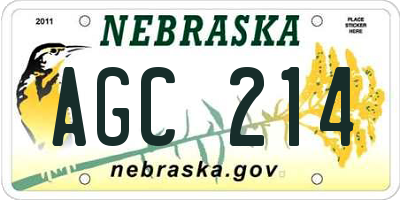 NE license plate AGC214