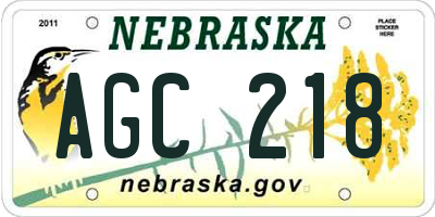 NE license plate AGC218