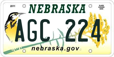 NE license plate AGC224