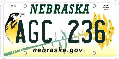 NE license plate AGC236