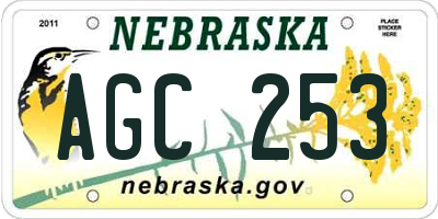 NE license plate AGC253