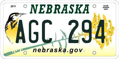 NE license plate AGC294
