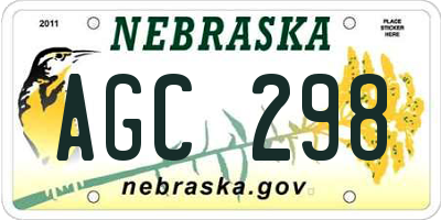 NE license plate AGC298