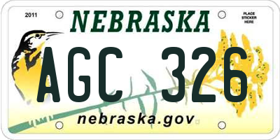 NE license plate AGC326