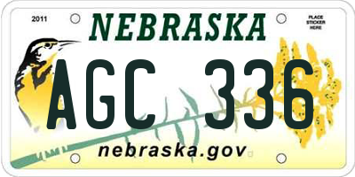 NE license plate AGC336