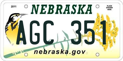 NE license plate AGC351