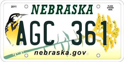 NE license plate AGC361